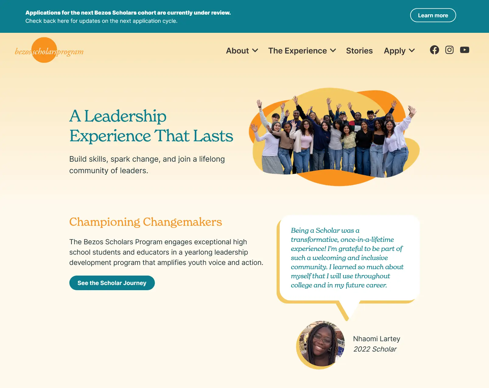 Bezos Scholars Program screenshot